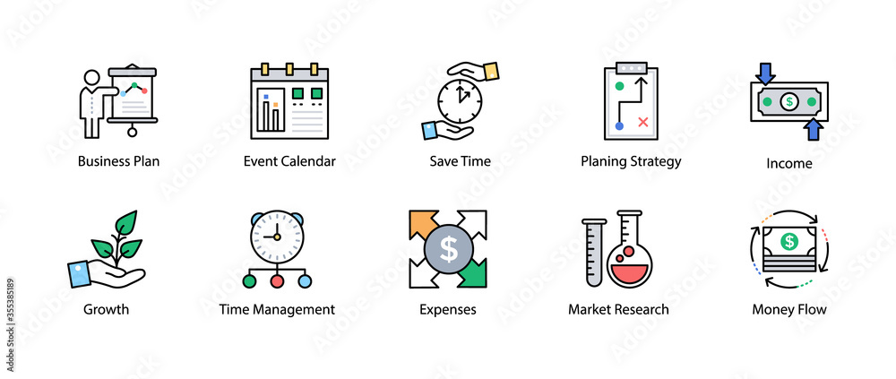 Colored line Icon of Business and Finance Colored line Icon of Business and Finance