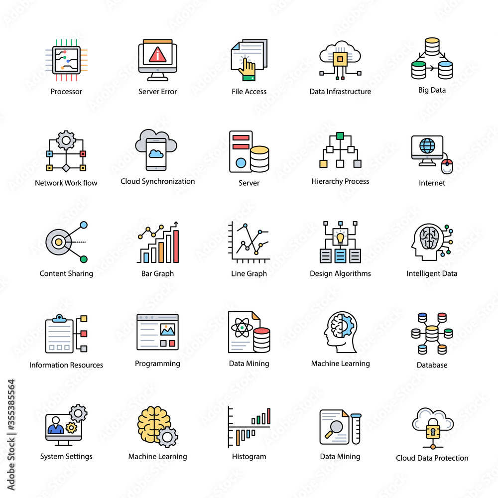 Obraz premium Data Science Flat Vectors Set
