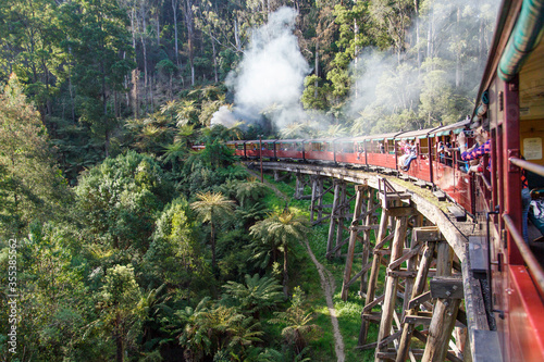 Puffing Billy Railway - is a 2 ft 6 in narrow gauge heritage railway in the Dandenong Ranges in Melbourne, Australia.  photo