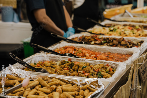 Картината върху платно Close up cuisine culinary Asian buffet catering food