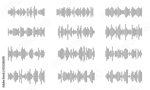 Sound wave collection. Random audio  soundwave line. 