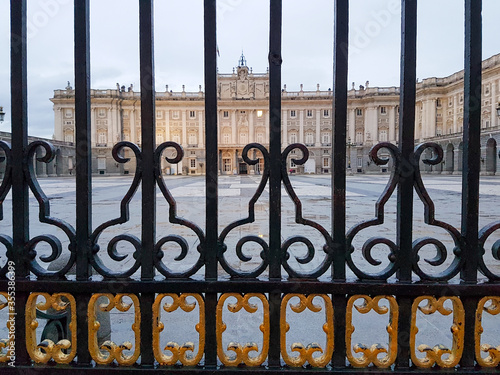 Spain landmarks on lockdown on a cloudy day photo