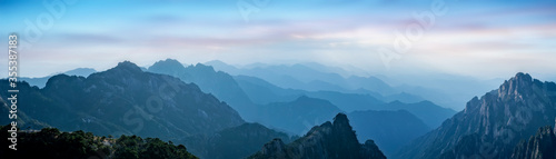 Huangshan natural scenery and sunset clouds