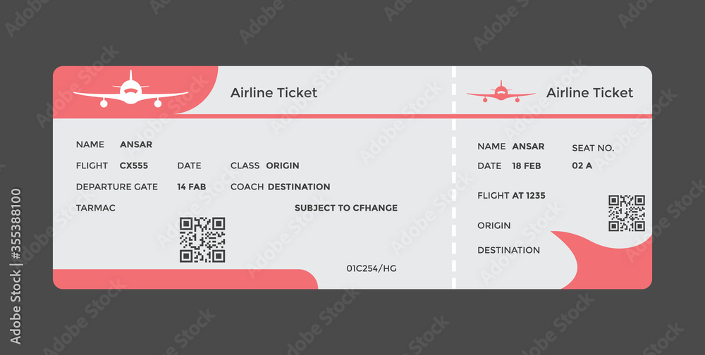 Airplane Flight Ticket
Airplane Flight Ticket