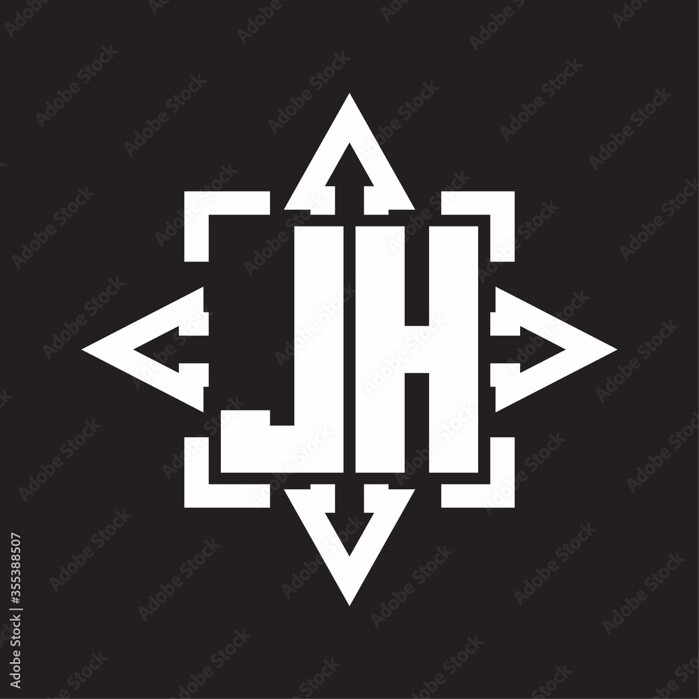 JH Logo monogram with rounded arrows shape design template JH Logo monogram with rounded arrows shape design template