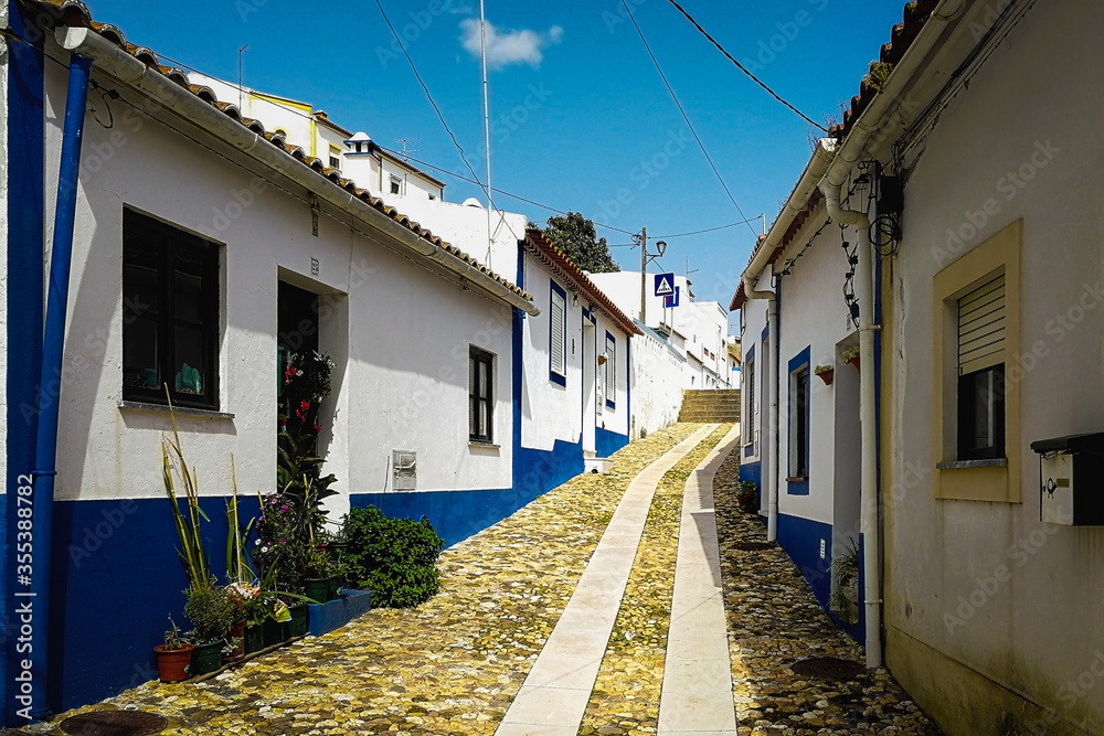 Fototapeta premium Typical village road in Odemira, Alentejo