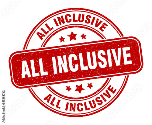 all inclusive stamp. all inclusive label. round grunge sign
