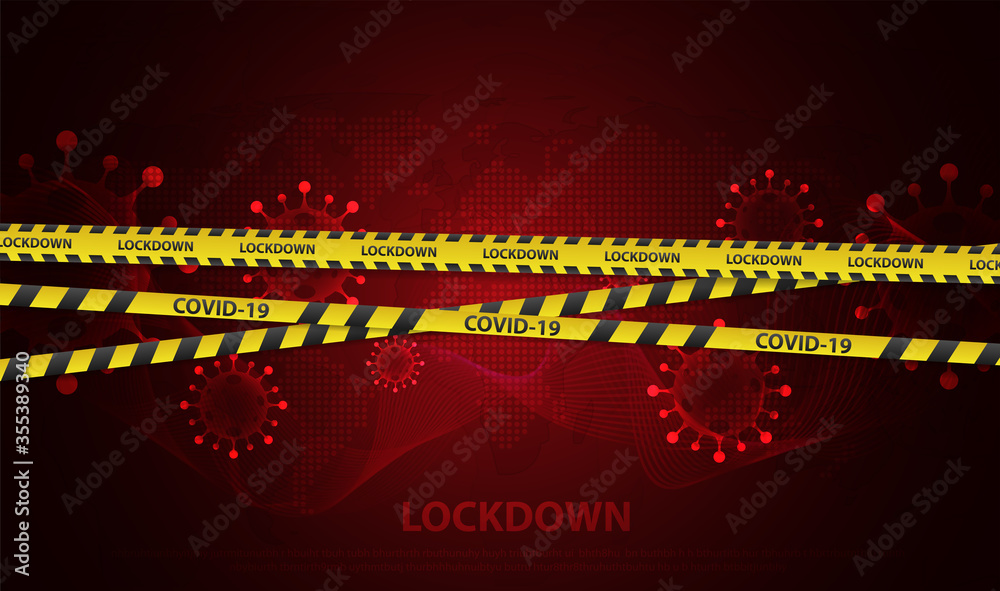 Plakat Concept of national lockdown due to coronavirus. announce movement control order emergency state restrictions to combat the spread of the virus. vector design.