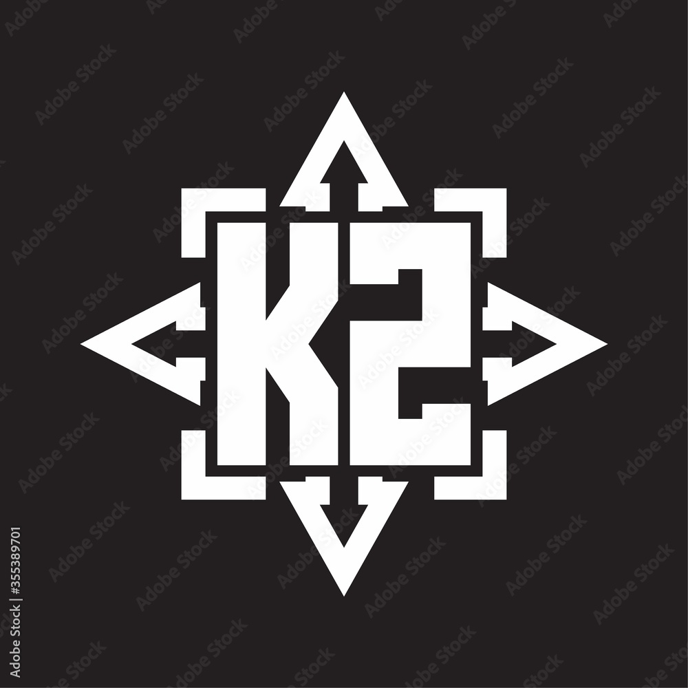 KZ Logo monogram with rounded arrows shape design template KZ Logo monogram with rounded arrows shape design template
