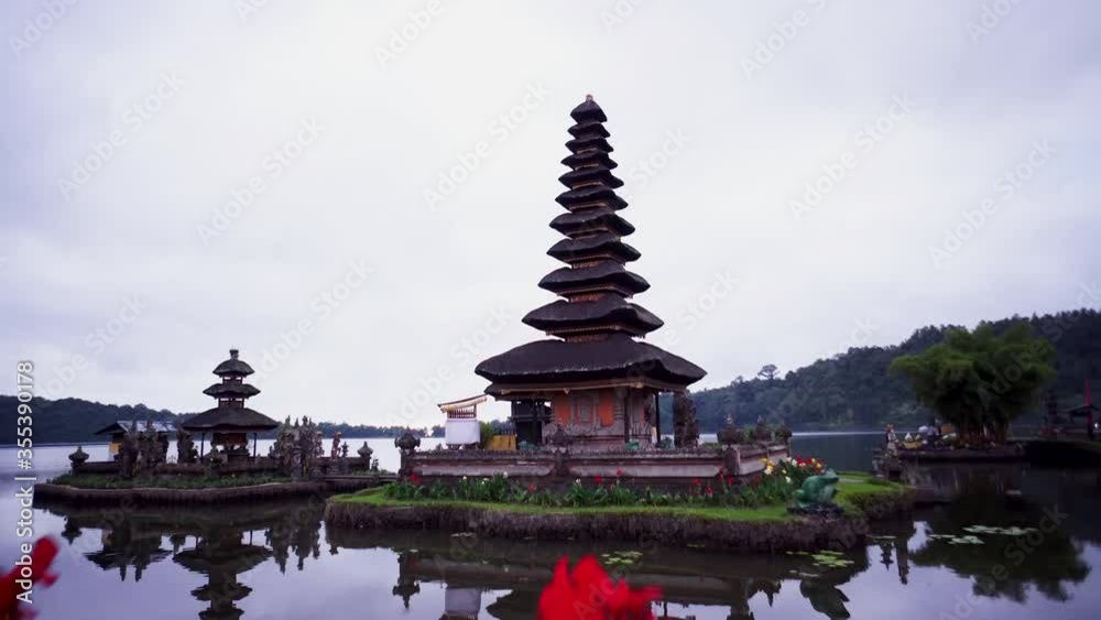 slow rise to reveal ulun danu temple bali indonesia slow rise to reveal ulun danu temple bali indonesia