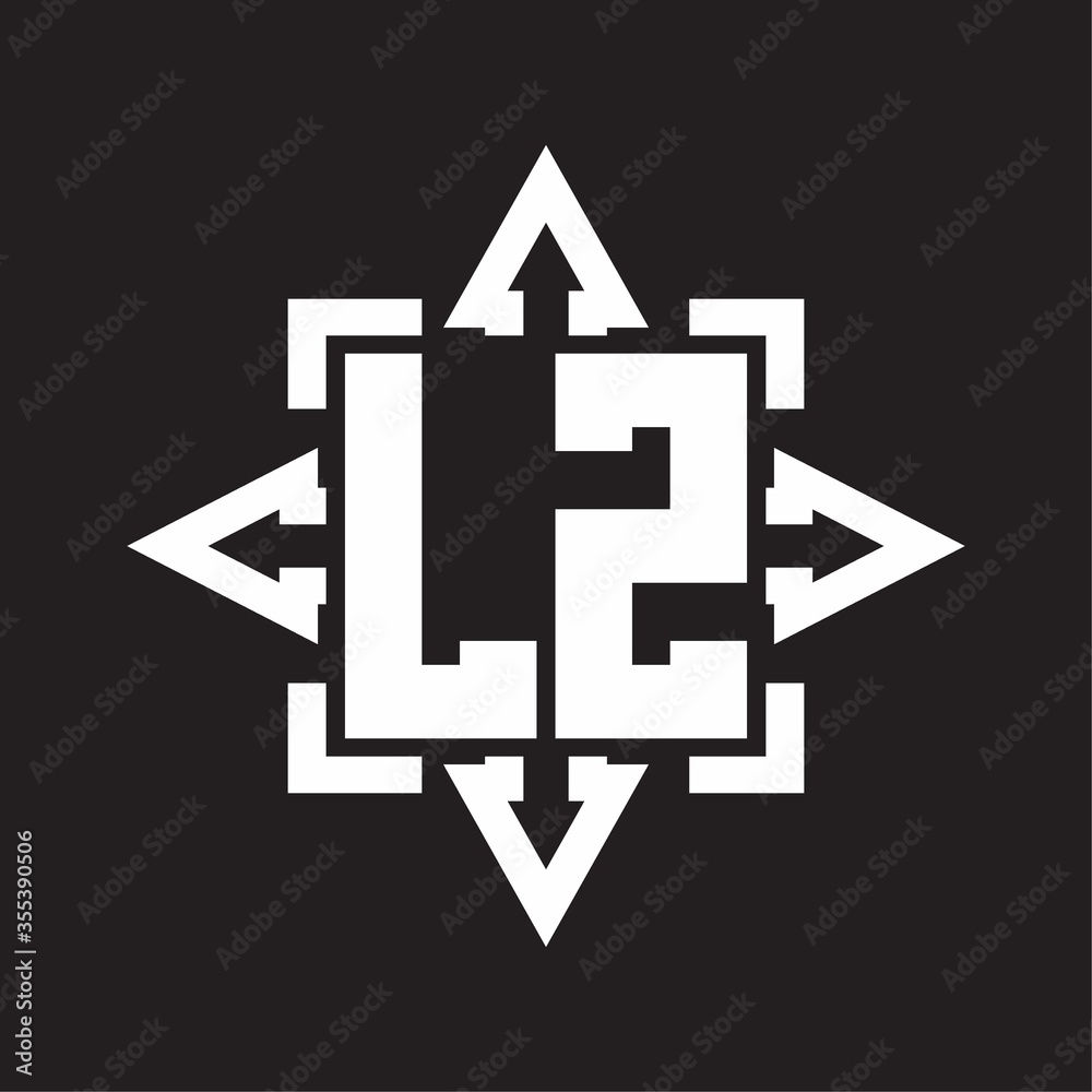 LZ Logo monogram with rounded arrows shape design template LZ Logo monogram with rounded arrows shape design template