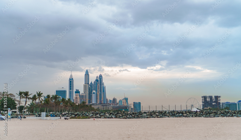 Beautiful landscape of Al Sufouh Beach, one of Dubai's hidden gems. It also has a nickname “Secret Beach
