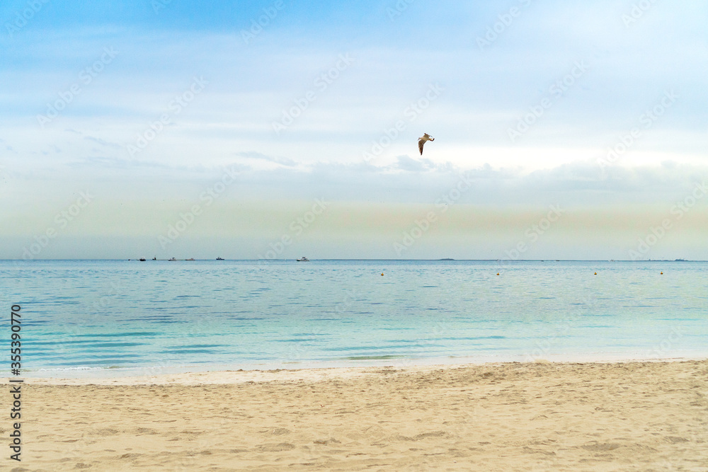 Beautiful landscape of Al Sufouh Beach, one of Dubai's hidden gems. It also has a nickname “Secret Beach