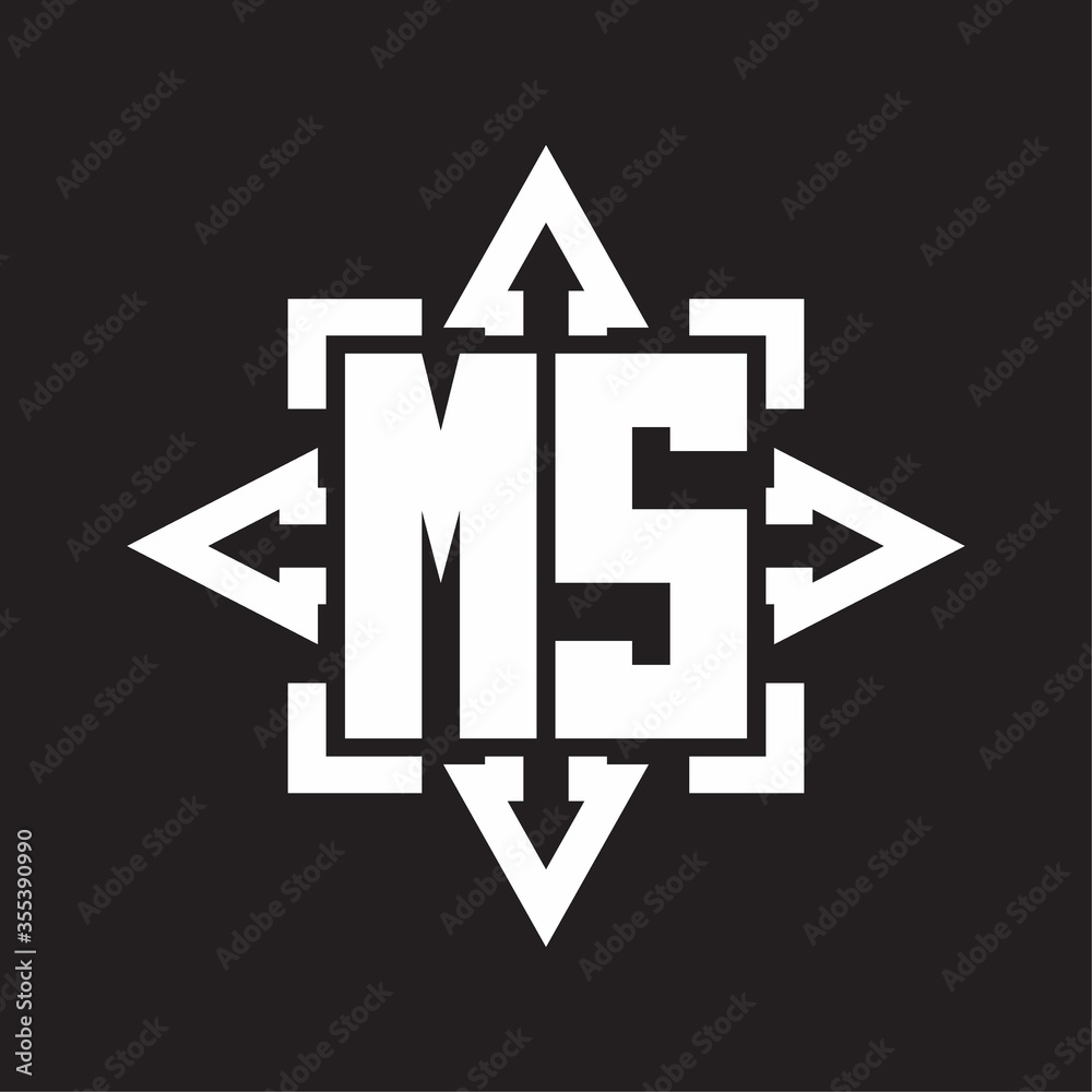 MS Logo monogram with rounded arrows shape design template MS Logo monogram with rounded arrows shape design template