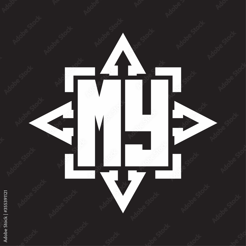 MY Logo monogram with rounded arrows shape design template MY Logo monogram with rounded arrows shape design template