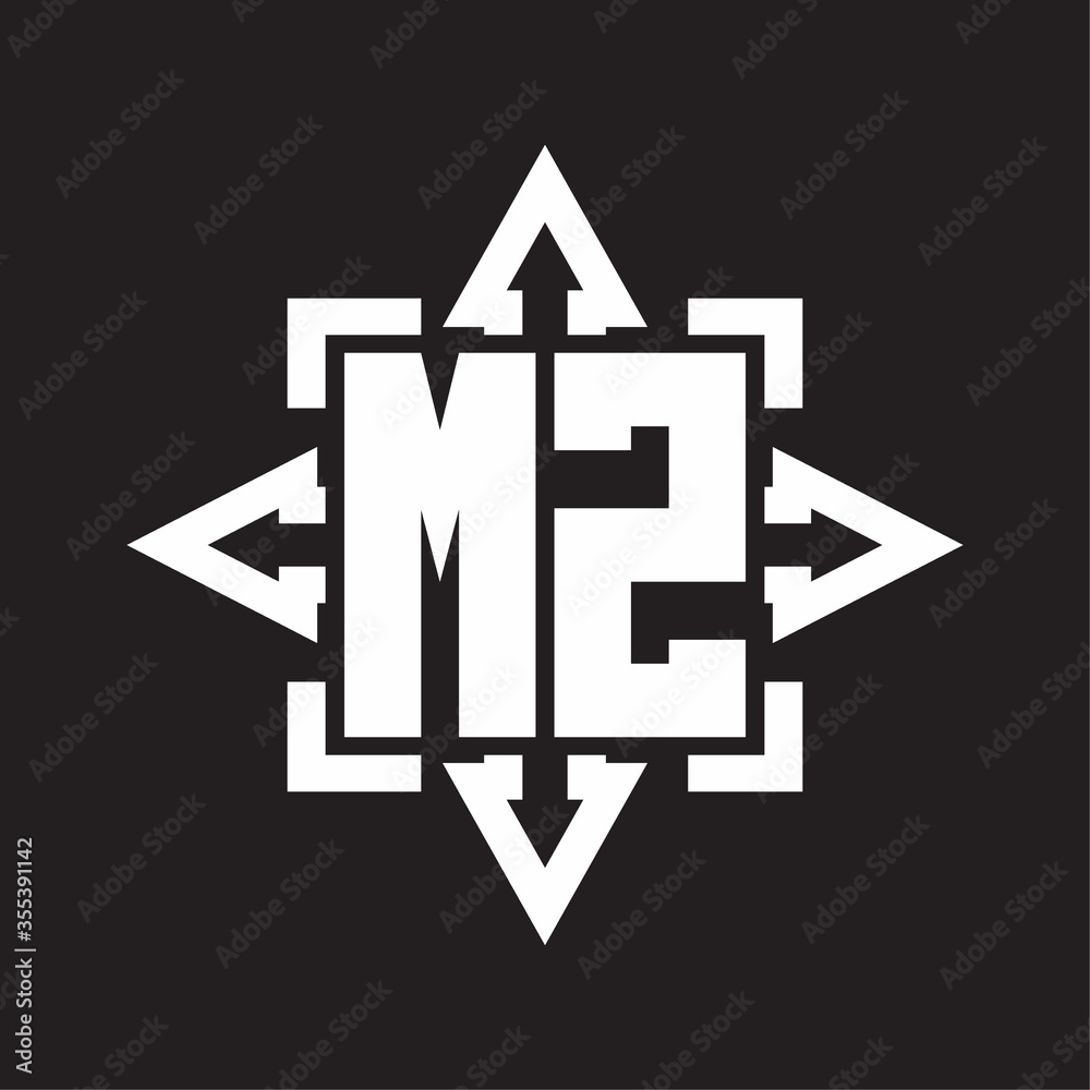 MZ Logo monogram with rounded arrows shape design template MZ Logo monogram with rounded arrows shape design template