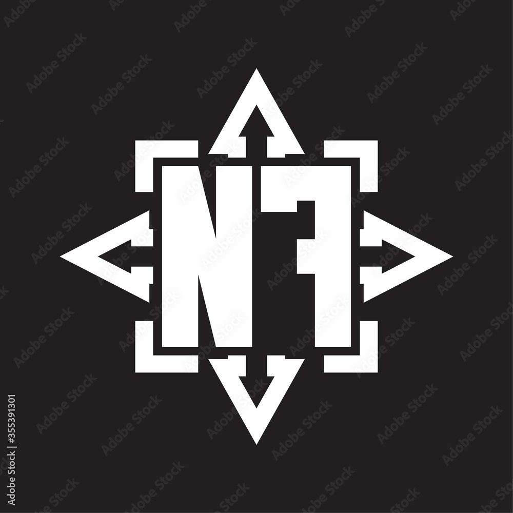 NF Logo monogram with rounded arrows shape design template NF Logo monogram with rounded arrows shape design template