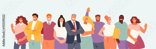 Group of friendly smiling people. Our team staff vector characters illustration