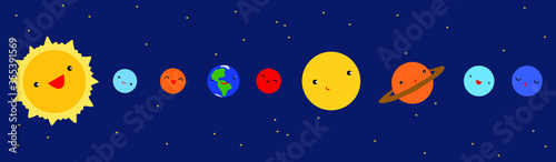 The planets of the solar system in the correct order for children. The planets are very nice and kind. Suitable for children to study the solar system