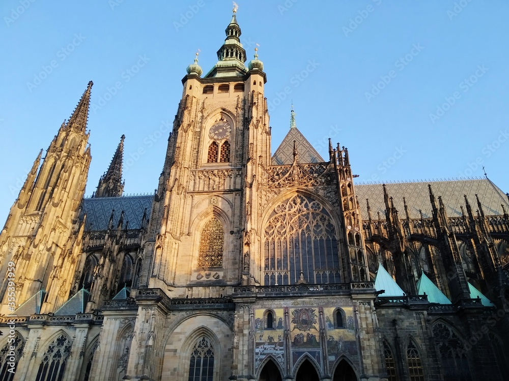 The medieval gothic St. Vitus Cathedral in Prague.