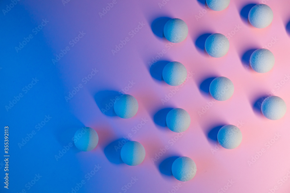 Abstract geometric background. Spheres neon color light. Minimalism concept Abstract geometric background. Spheres neon color light. Minimalism concept