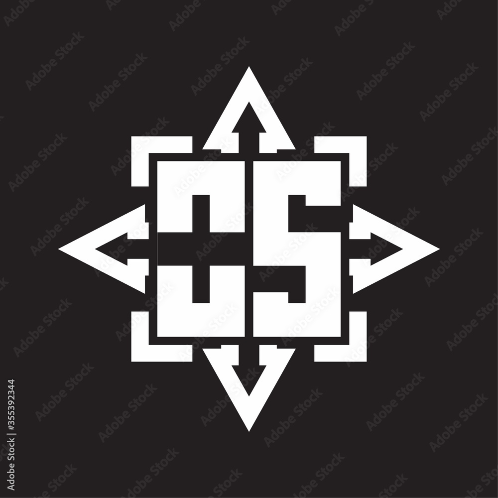 OS Logo monogram with rounded arrows shape design template OS Logo monogram with rounded arrows shape design template