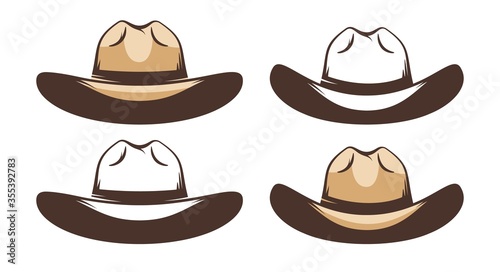Western Cowboy hat - retro style. Wild west texas fedora. Vector illustration.
