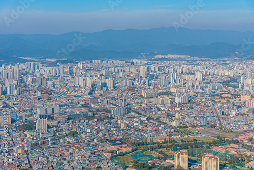 Aerial view of Daegu from Apsan mountain, Republic of Korea photo