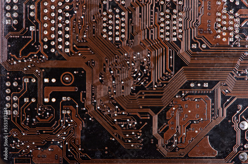 Fototapeta Modern printed brown circuit board
