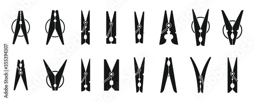 Home clothes pins icons set. Simple set of home clothes pins vector icons for web design on white background photo