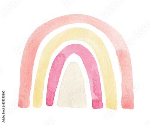 Watercolor hand painted cute rainbow. Illustration isolated on white background. Perfect for baby textile, print, kids room, children decoration