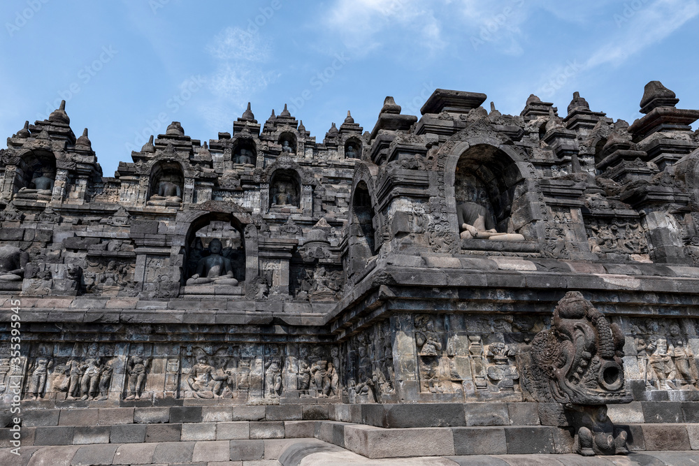 Statues and Stupas of the Borobudur Temple, West Java, Indonesia (750AD)