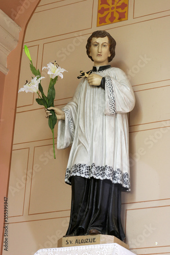 Aloysius Gonzaga statue in the church of St. John the Baptist in Sveti Ivan Zabno, Croatia