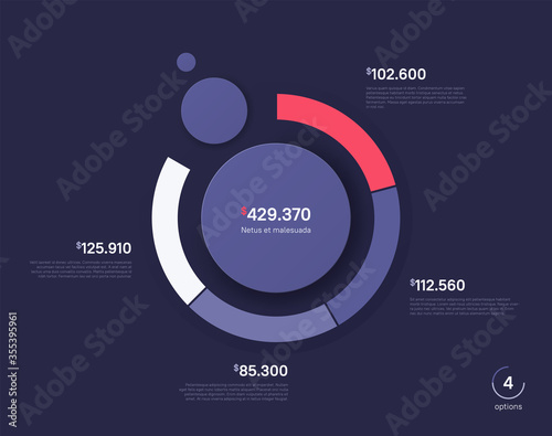 Vector circle chart design, modern template for creating infographics, presentations, reports, visualizations