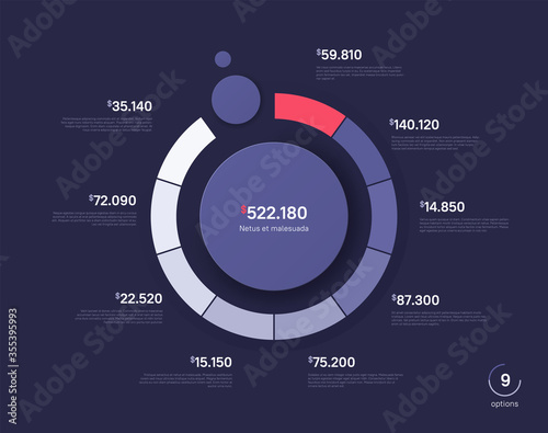 Vector circle chart design, modern template for creating infographics, presentations, reports, visualizations