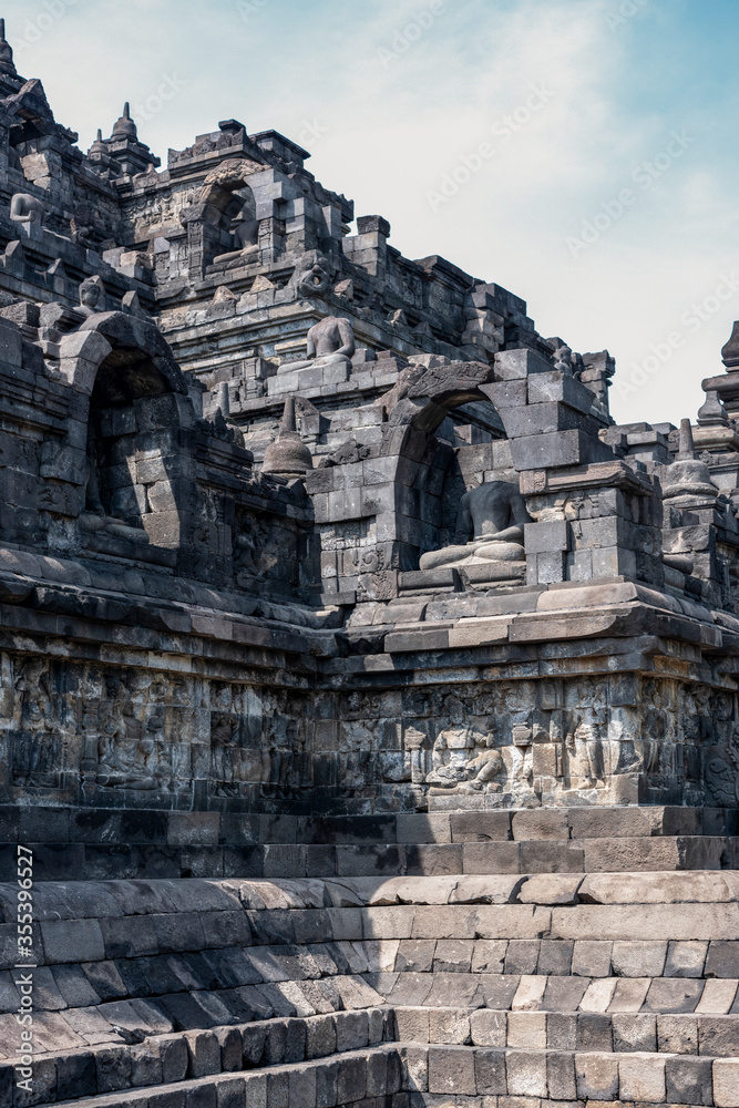 Statues and Stupas of the Borobudur Temple, West Java, Indonesia (750AD)