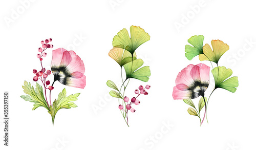 Obraz na plátně Watercolor tulips floral set