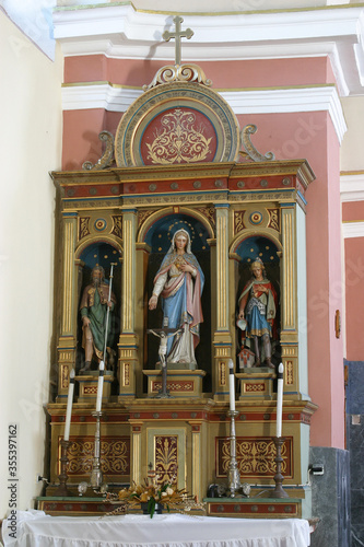 Altar of the Immaculate Heart of Mary at St. Anne Church in Rozga, Croatia