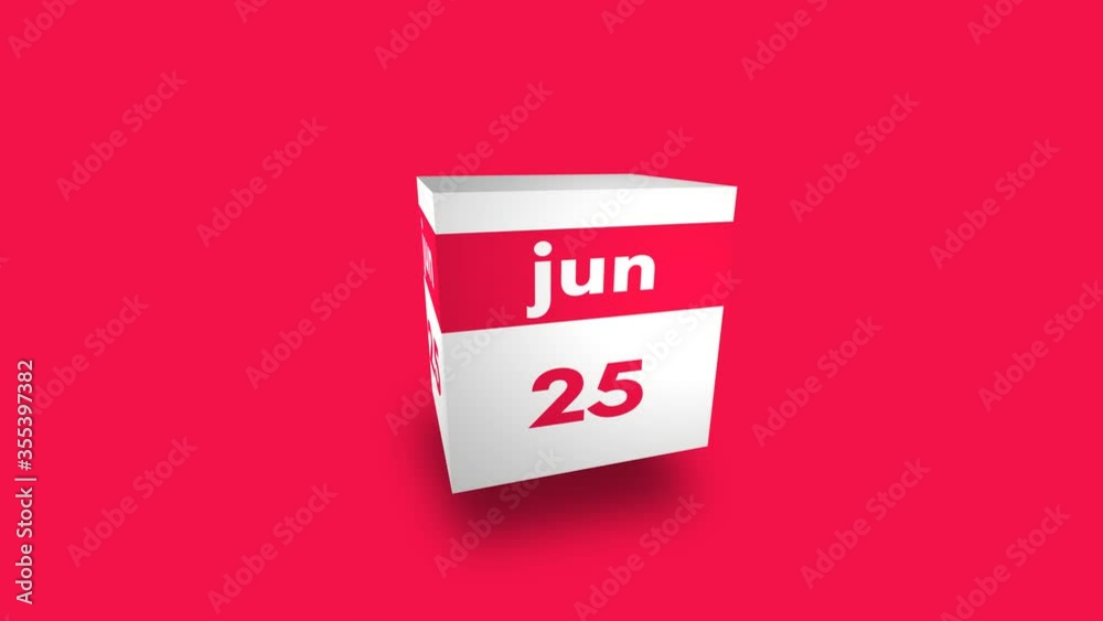 June day 25th calendar. Day twenty five of month. 3d cube video animation June day 25th calendar. Day twenty five of month. 3d cube video animation