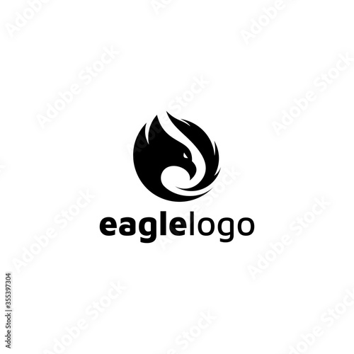 Eagle logo design vector template negative space. creative wild bird falcon hawk logotype concept icon