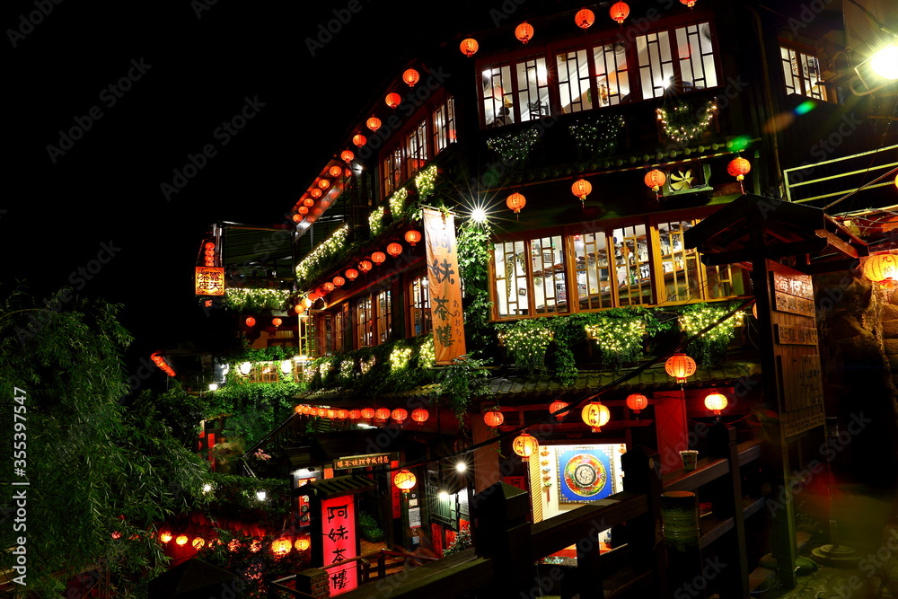 The Jiufen old street at night in Taipei Taiwan, a popular tourist and local destination