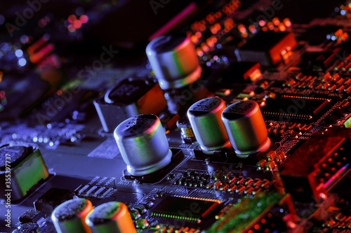 Electronic circuit board part of electronic machine component concept technology of computer circuit hardware	