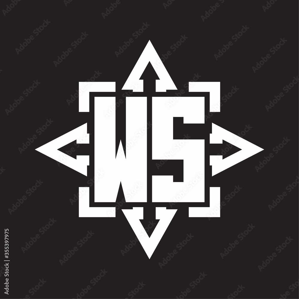 WS Logo monogram with rounded arrows shape design template WS Logo monogram with rounded arrows shape design template
