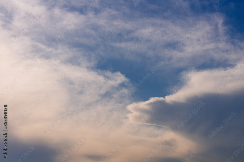 Beautiful sky, clouds of different and interesting shapes. Background