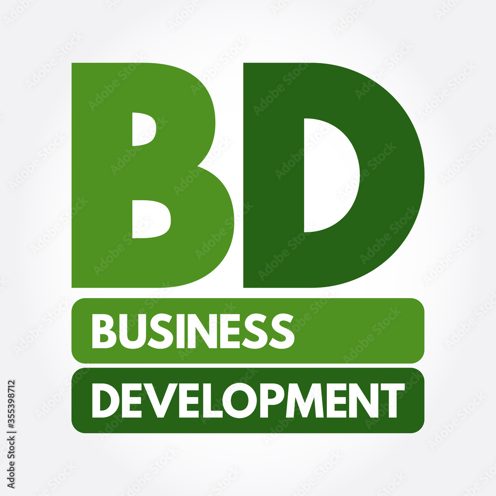 Naklejka premium BD - Business Development acronym, business concept background