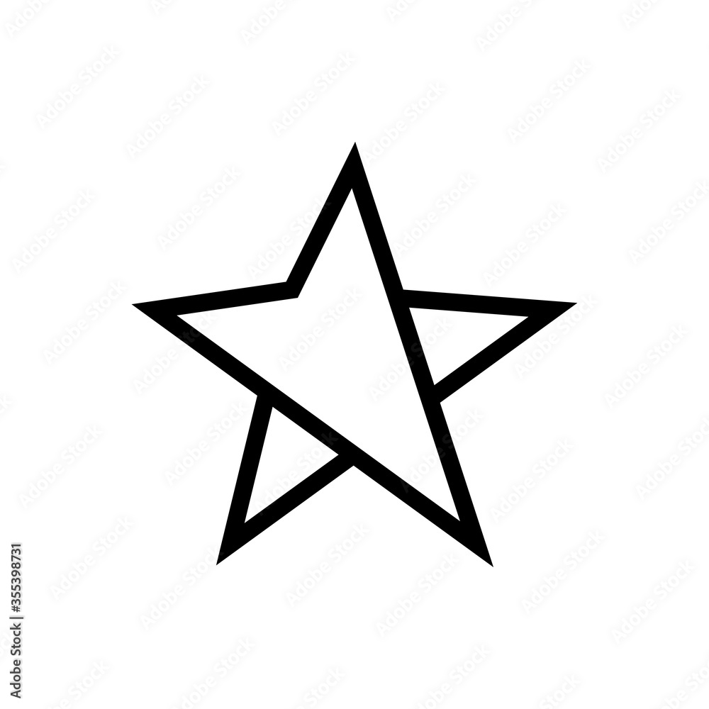 Icono plano lineal estrella como símbolo de posición en color negro Icono plano lineal estrella como símbolo de posición en color negro