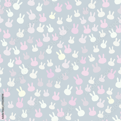 Easter blue and purple bunny and rabbit seamless pattern background.
