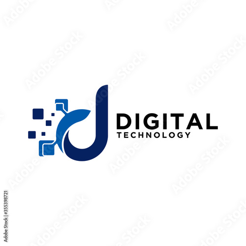 Digital technology logo icon vector. Letter D initial logo design.