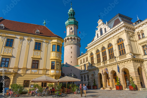 Historical city center of Sopron with Fire tower, Hungary
