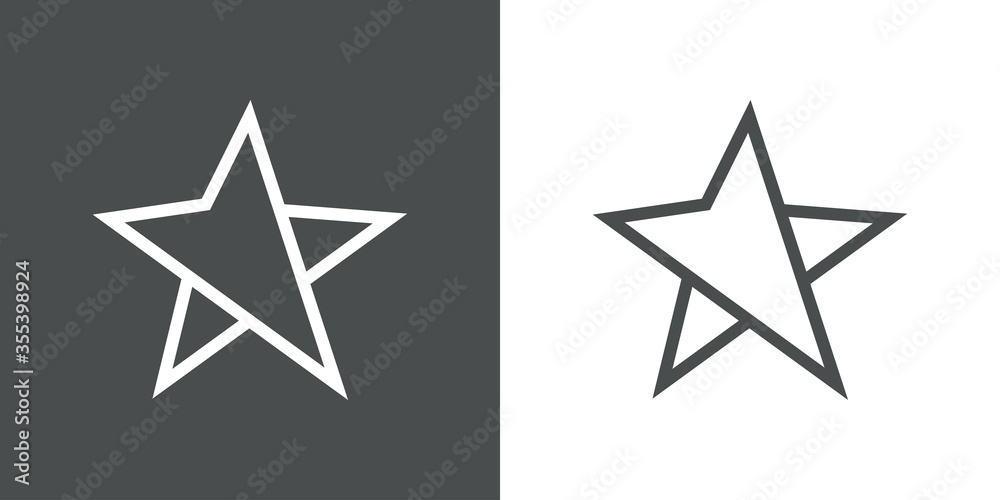 Icono plano lineal estrella como símbolo de posición en fondo gris y fondo blanco Icono plano lineal estrella como símbolo de posición en fondo gris y fondo blanco